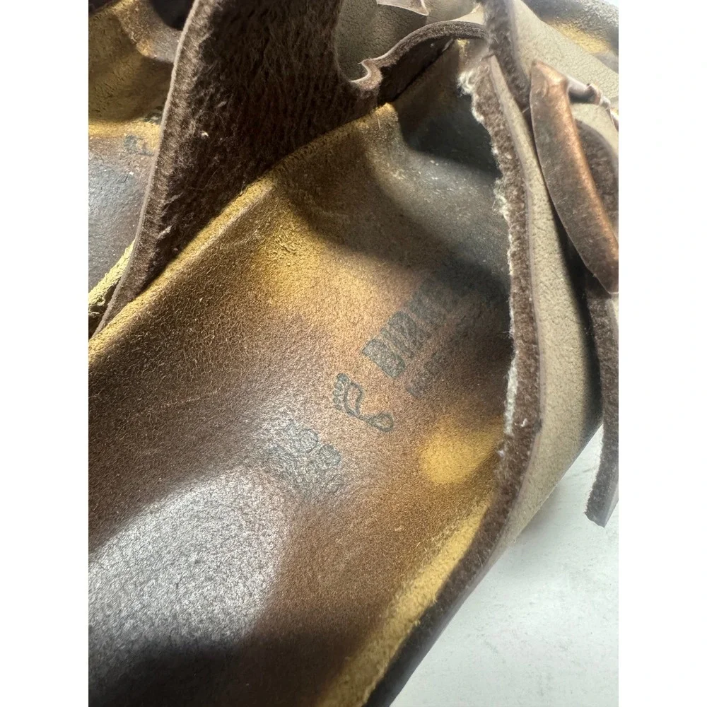 Birkenstock Arizona Mocha Birkibuc Two Strap Sandals Brown 38  W 7.5 M 5